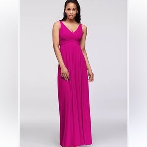 Davids bridal pink magenta chiffonn maxi dress gown 10 wedding prom Barbie